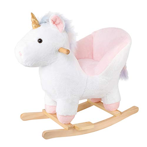 Caballo mecedora LINGZHIGAN Troya de Peluche de Juguete for niños Baby Gift Silla de Madera Maciza Espesado Música