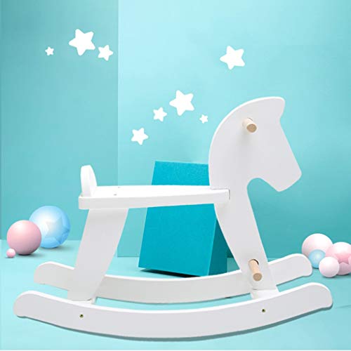 Caballo mecedora LITING Haxi House Nordic Wind para niños Trojan Madera Blanca Trojan Horse Bebé Juguete