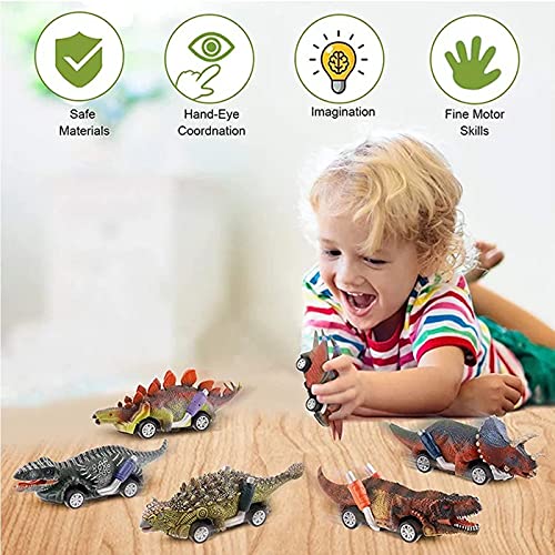 CAIJIN Juguete de Dinosaurio para Coche, Dinosaurios de Juguetes, Coche de Juguete de Dinosaurios para Niños de Coches de Dinosaurios Car Dinosaur Juegos de Dinosaurios con T Rex para Niños