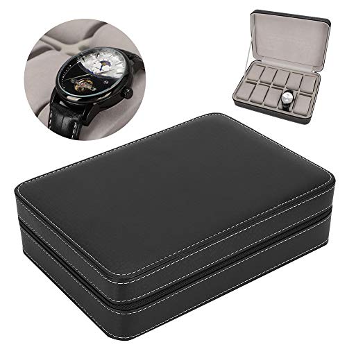 Caja de cuero de PU para reloj de pulsera, caja de almacenamiento de reloj de pulsera, caja de almacenamiento de reloj con cremallera, regalo para cumpleaños, Navidad y año nuevo, tienda de relojes