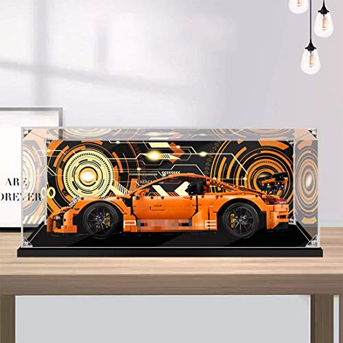 Caja de exhibición de acrílico a Prueba de Polvo para Lego 42056 Technic Porsche 911 GT3 RS Super Sports Car Modelo de Juguete (Solo Caja de exhibición incluida, sin Modelo Lego)