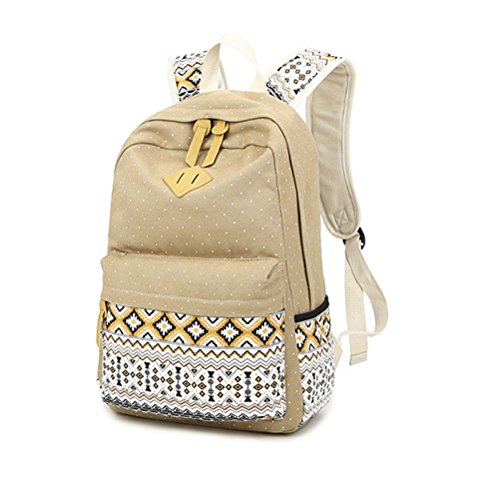 Caja de lápiz de geometría Punto Casual Lona portátil Bolso Hombro Bolso Escolar Mochila Mochilas Ligeras para niñas Adolescentes-Tipo B Caqui