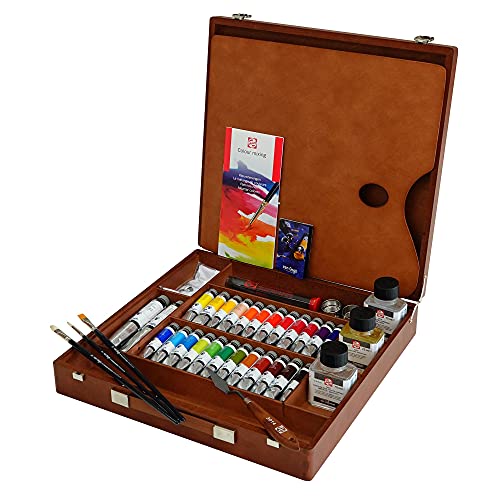 CAJA DE MADERA PINTURAS AL ÓLEO VAN GOGH 24 TUBOS DE 20 ML + 2 TUBOS DE 60 ML + AUXILIARES + ACCESORIOS