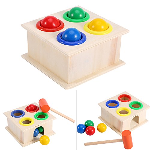 Caja de martillo de bola de madera, novela para niños martillar juego niños niñas niños aprendizaje temprano juguete educativo buen regalo