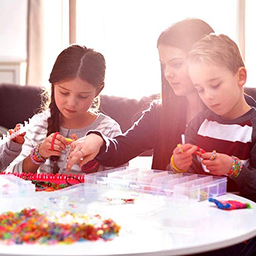 Caja Pulseras Gomas,Hacer Pulseras con Gomas,Loom Kit,Loom Bandas,Kit Brazaletes para Hacer,Hacer Pulseras Letras,Kit Brazaletes,Juego Creativo(2200pcs)