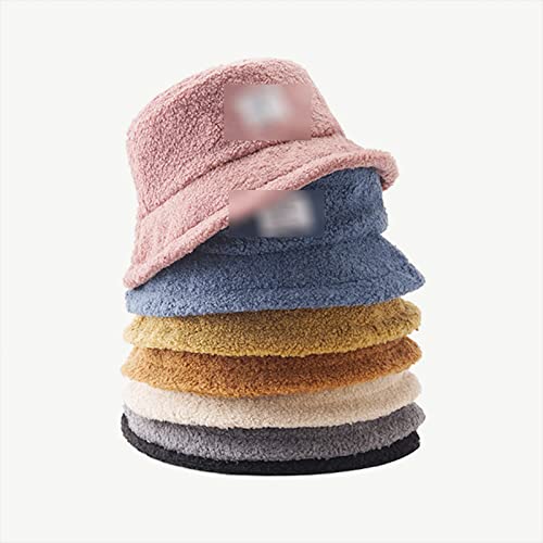 Cakunmik Invierno Sombrero cálido para Mujer Cubo Cloche Sombreros esponjosos Suave Peluche Sombrero Femenino Estilo Pescador Gorra Suave Esponjoso Espesado Ancho Sombrero,Amarillo