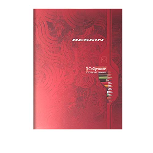 Calligraphe 7551C - Un cahier de dessin (gamme 7000 de Clairefontaine) 32 pages 17x22 cm 90g unies blanches, couverture carte offset, couleur aléatoire