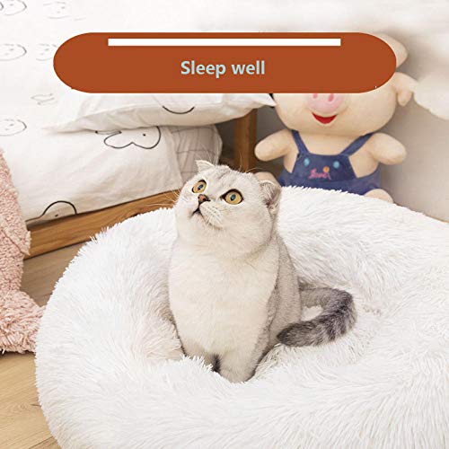 Cama para Mascotas,Nido de Mascota Suave-Blanco_Diámetro 120CM,cojín Perros sofá Perros