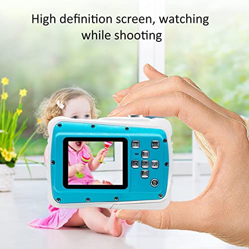 Cámara para Niños, 2 Pulgadas, 21 MP, 3 Metros, Impermeable, Azul, con Dibujos Animados, para Niños, Cámara para Selfies, Grabadora de Video, Cámara Digital de Juguete HD para Niños, Regalos de Cumple