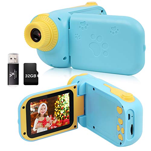 Cámara para niños, cámara digital DV para niños con tarjeta de memoria 1080P HD 32G, cámara de juguete para niños como regalo de cumpleaños para niños y niñas de 2- 7 años