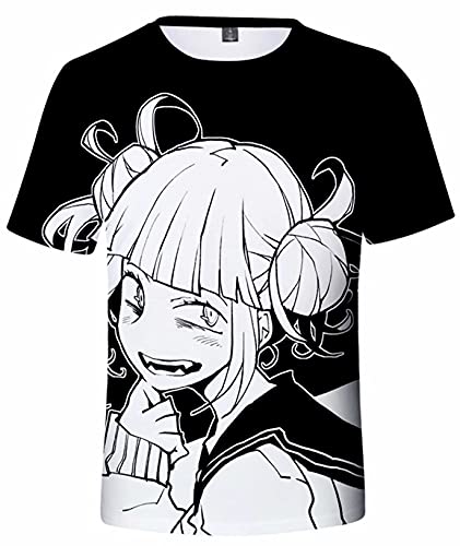 Camiseta de manga corta con estampado 3D de My Hero Academia Himiko Toga para mujer, informal, de verano, para niñas, Togai, Miko Anime, Boku no Hero Cosplay