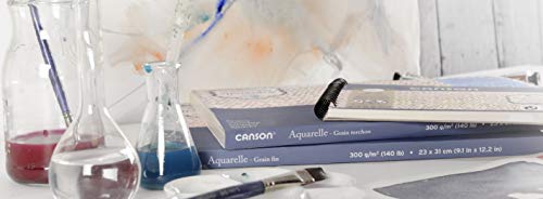 Canson Aquarelle - Bloc Encolado a 4 Lados, 31 x 41 cm, 20 Hojas, 60% Algodón, Grano Fino, 300 g