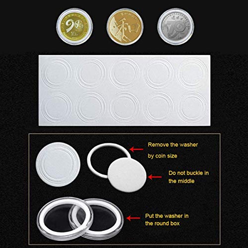 Cápsulas de Monedas,Liwein 120 Piezas Caja de Almacenamiento de Monedas Transparente Funda de Moneda Redondo con 120 Juntas de Espuma EVA Contenedor de Almacenamiento de Monedas (17/20/25/27/30/46 mm)