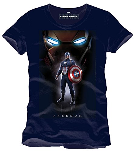 Captain America: Civil War - Captain America Posing Hombres Camiseta - Negro - Tamaño Small