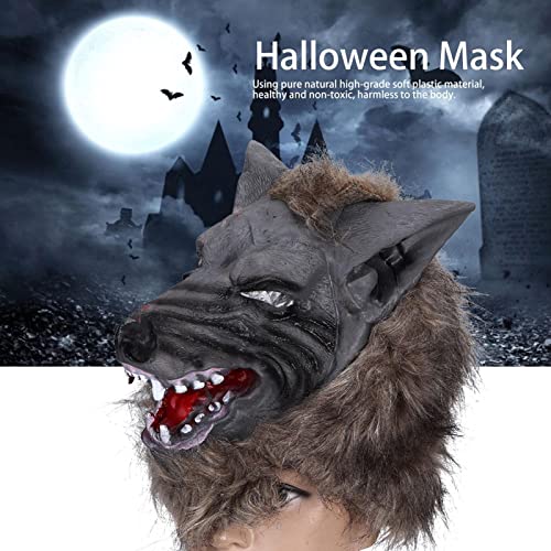 Careta de Lobo, Cubierta de Cabeza de Lobo de Terror, Disfraz de Halloween, Accesorios de decoración de Fiesta, para Fiesta de Disfraces, Carnaval, Navidad, Lobo Unisex, Adulto, Gris, Talla única