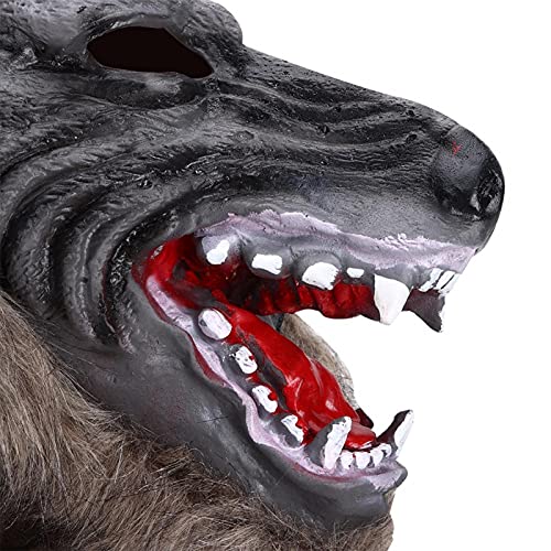 Careta de Lobo, Cubierta de Cabeza de Lobo de Terror, Disfraz de Halloween, Accesorios de decoración de Fiesta, para Fiesta de Disfraces, Carnaval, Navidad, Lobo Unisex, Adulto, Gris, Talla única