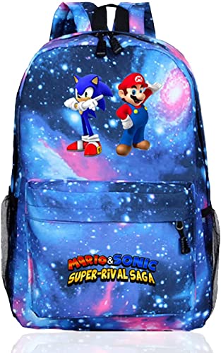 Caricatura Mochilas Infantil - Miotlsy Mochila de Gran Capacidad Sonic Mochila de Ocio Bolsa de Viaje Mochila al Aire Libre Escolar Caricatura Impresa Mochila Adecuado Para Niños y Niñas (Azul)