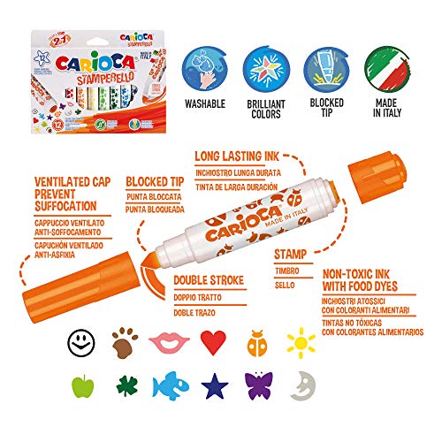 Carioca Set Rotuladores Locos | Kit Rotuladores de Colores Divertidos para Lettering, con Sellos Pastel, Mágicos, Perfume y Muchos Más, con Punta Maxi y Fina, Colores Surtidos 74 Unidades