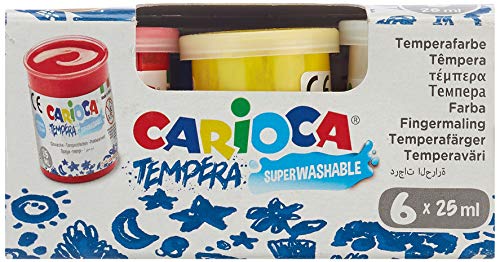 Carioca- Tempera Caja con 6 Vasos a 25ml, Multicolor, 25 ml (Paquete de 1) (KO022)