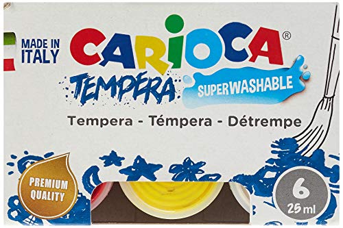 Carioca- Tempera Caja con 6 Vasos a 25ml, Multicolor, 25 ml (Paquete de 1) (KO022)