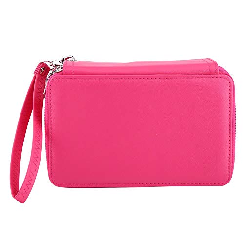 Carnaval de San Valentín Estuche Art Pencil,Sketch Pencil Case Bolso para bolígrafo, Multi-capas 72 Ranuras Cuero de PU Estuche para lápices Organizador de color de gran capacidad(Rosa roja