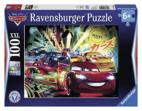 Cars - DCA Carrera de neón, Rompecabezas de 100 Piezas (Ravensburger 105205)