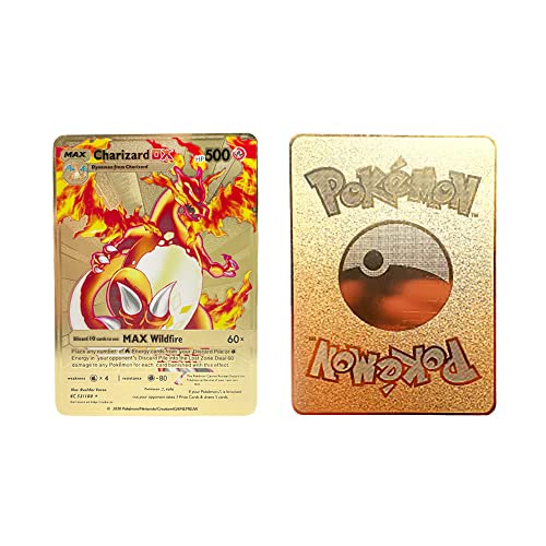 Carta Pokémon Dorada Coleccionable. Tarjeta Metálica No-Oficial Enchapada en Oro Especial. Metal Golden Card. Cartas VMAX, DX, GX. (CD3411)