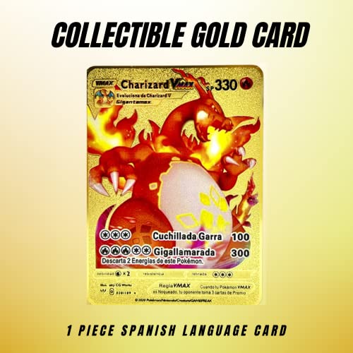 Carta Pokémon Dorada VMAX - Edición Coleccionista Tarjeta Oro de Metal - Metal Golden Card (p4753)