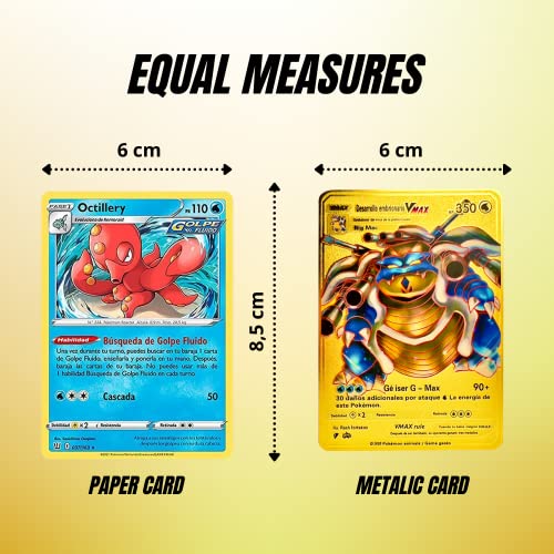 Carta Pokémon Dorada VMAX - Edición Coleccionista Tarjeta Oro de Metal - Metal Golden Card (p4753)