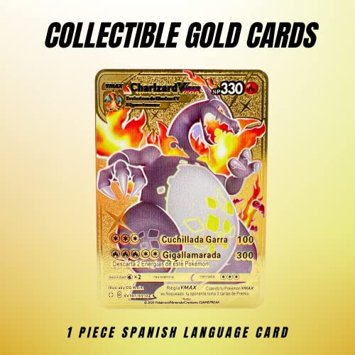 Carta Pokémon Dorada VMAX - Edición Coleccionista Tarjeta Oro de Metal - Metal Golden Card (p4944)