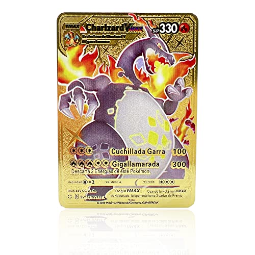 Carta Pokémon Dorada VMAX - Edición Coleccionista Tarjeta Oro de Metal - Metal Golden Card (p4944)