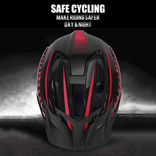 Casco Bicicleta Yuan Ou Casco de Ciclismo Casco de Bicicleta Moldeado Integrado con luz LED con luz Trasera Casquillo de Seguridad para Bicicleta MTB de Carretera Rosa Rojo