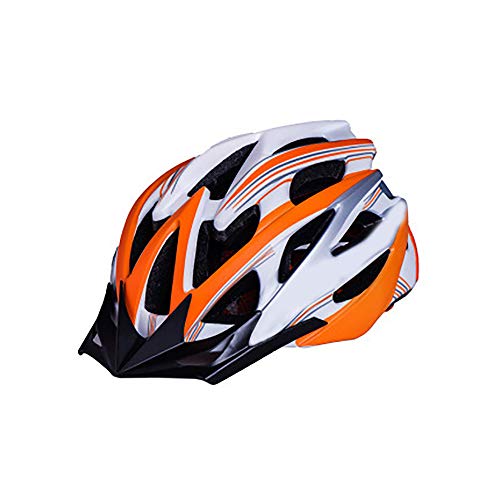 Casco de bicicleta con visera mosquitera acolchada para bicicleta de montaña, casco ligero para adultos, color blanco y naranja