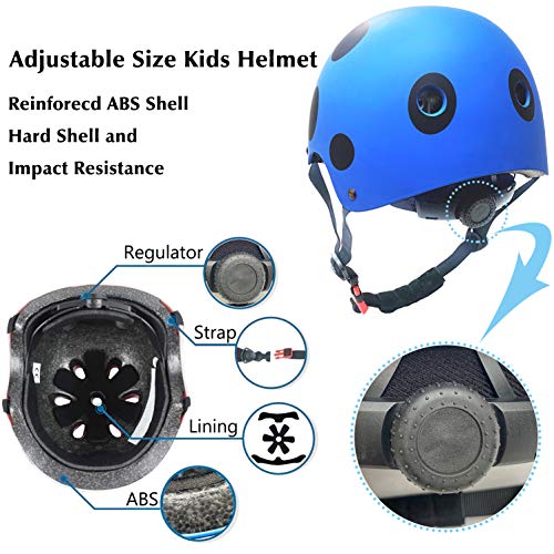 Casco para niños y niñas Casco cómodo Ajustable de Seguridad para patineta, patineta, Bicicleta (3-8 años) (Blue Ladybug, S(3-8years Old))