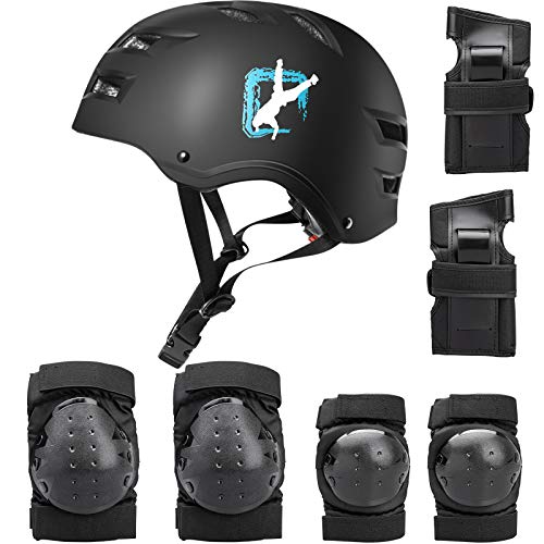 Casco y Equipo de protección, Automoness Equipo de protección de tamaño Ajustable, con Rodilleras, Coderas para Deportes múltiples como Ciclismo, Skate, esquí, Patinaje