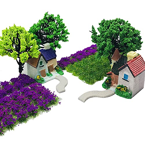 Cayway 11 Pz Meadow Flowers Tufts Terrain Model Kit Árboles en Miniatura, Camino Micro Paisaje, Casa Micro Paisaje para El Paisaje del Jardín de Bricolaje