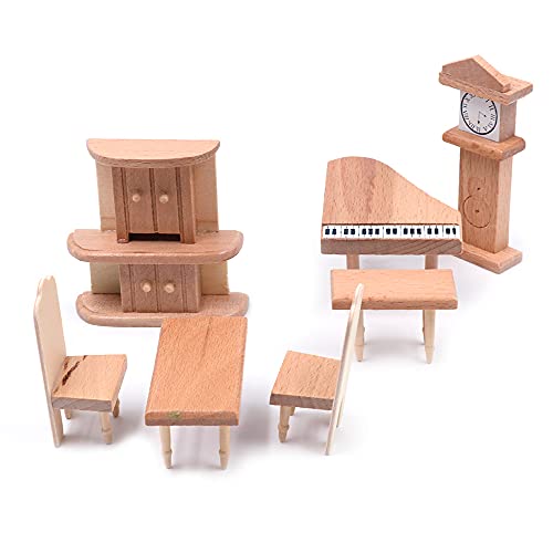 CENPEK Muebles de casa de muñecas escala 1:12 casa de muñecas muebles de madera miniatura conjunto de casa de muñecas accesorios muebles modelo-sala de estar