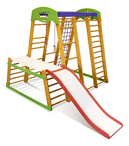 Centro de actividades con tobogán ˝Karapuz-Plus-1-1˝, red de escalada, anillos, escalera sueco, campo de juego infantil, Juguetes