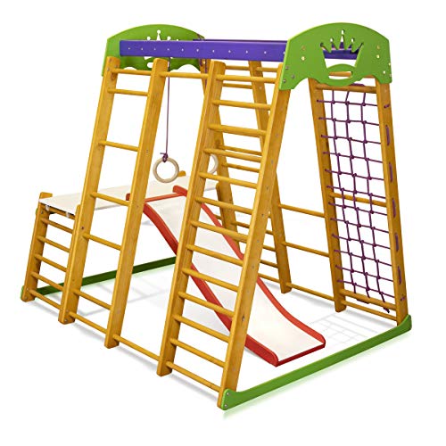 Centro de actividades con tobogán ˝Karapuz-Plus-1-1˝, red de escalada, anillos, escalera sueco, campo de juego infantil, Juguetes