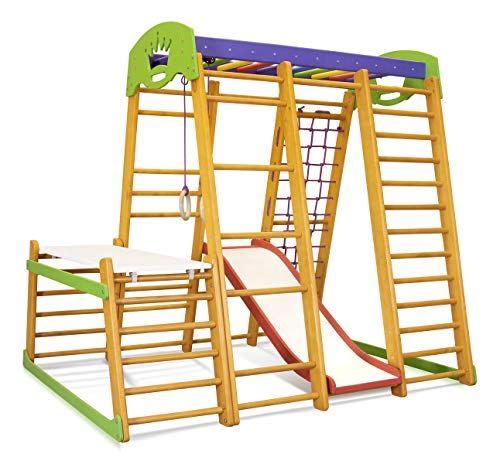 Centro de actividades con tobogán ˝Karapuz-Plus-1-1˝, red de escalada, anillos, escalera sueco, campo de juego infantil, Juguetes