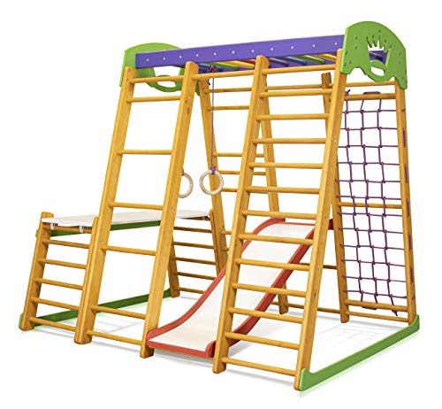 Centro de actividades con tobogán ˝Karapuz-Plus-1-1˝, red de escalada, anillos, escalera sueco, campo de juego infantil, Juguetes