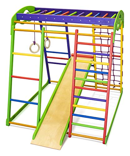 Centro de actividades con tobogán ˝Unga˝, red de escalada, anillos, escalera sueco, campo de juego infantil, Juguetes