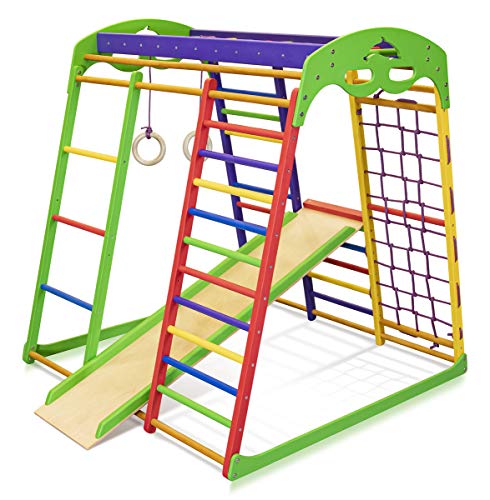 Centro de actividades con tobogán ˝Unga˝, red de escalada, anillos, escalera sueco, campo de juego infantil, Juguetes