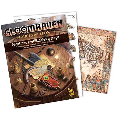 Cephalofair Games Gloomhaven Fauces del León - Pegatinas Reutilizables y Mapa, Expansión en Español