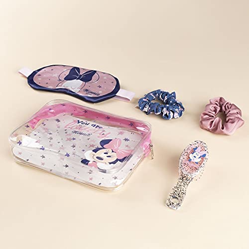 CERDÁ LIFE'S LITTLE MOMENTS- Set para Regalar con Antifaz para Dormir, Peine y Coleteros de Tela de Minnie Mouse - Licencia Oficial Disney, Multicolor (2500001924)