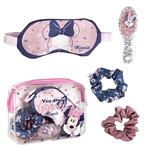 CERDÁ LIFE'S LITTLE MOMENTS- Set para Regalar con Antifaz para Dormir, Peine y Coleteros de Tela de Minnie Mouse - Licencia Oficial Disney, Multicolor (2500001924)