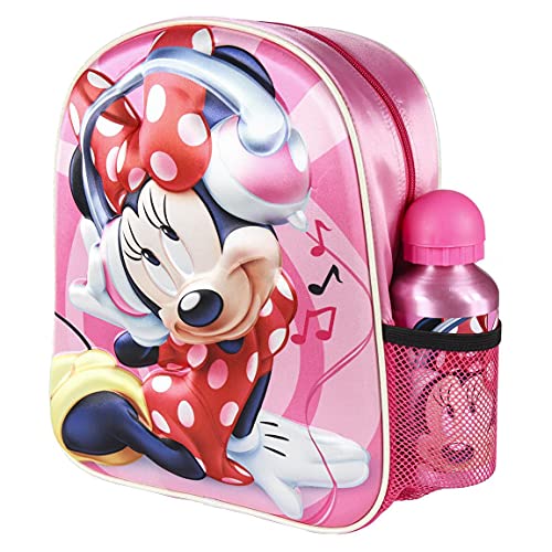 Cerdá, Mochila con Botella de Agua Infantil de Minnie Mouse-Licencia Oficial Disney Studios Unisex niños, Multicolor, 250X310X100MM