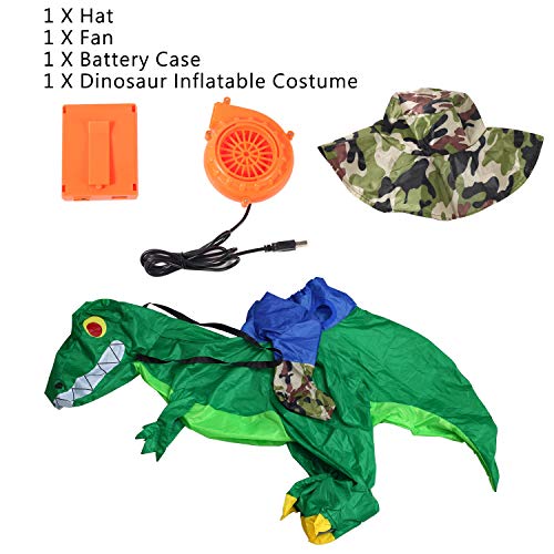 CestMall Disfraz de Dinosaurio, Disfraz Inflable de Dinosaurio de Bicicleta para niños, Disfraz Inflable de Halloween con Sombrero, Disfraz para Adultos para niños, Fiesta de Cosplay (120-140cm)