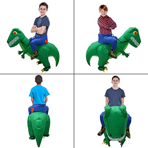 CestMall Disfraz de Dinosaurio, Disfraz Inflable de Dinosaurio de Bicicleta para niños, Disfraz Inflable de Halloween con Sombrero, Disfraz para Adultos para niños, Fiesta de Cosplay (120-140cm)