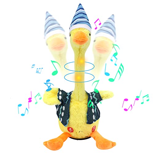 CestMall Juguete de Peluche de Pato bailarín, Juguete de Pato de repetición de con Luces de Colores y música, Juguete Multifuncional de Pato Que Canta, Divertido Juguete niños (Blue)